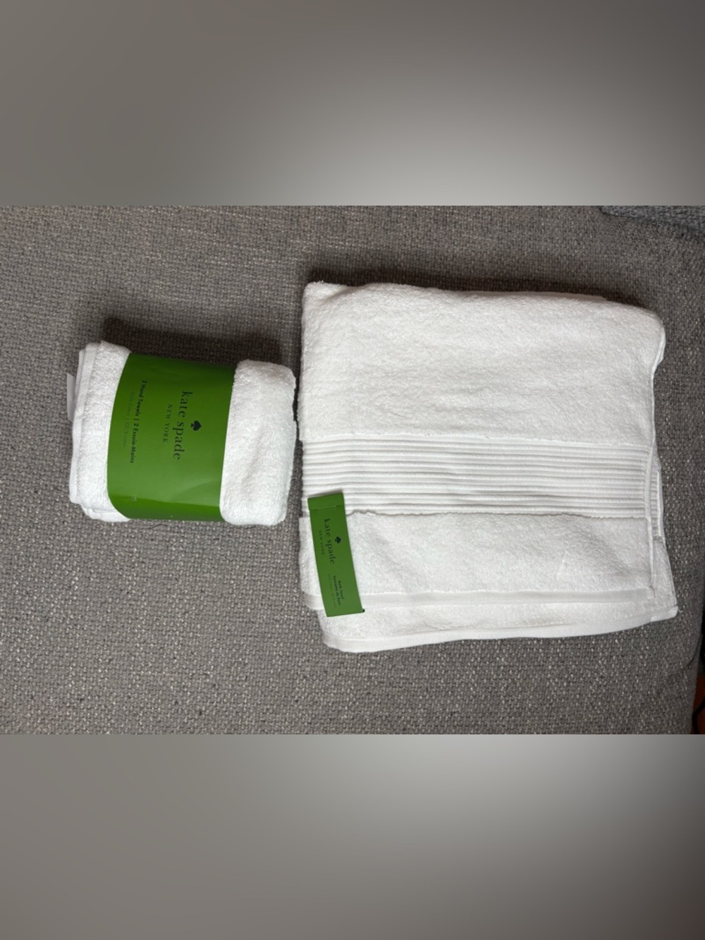 Kate Spade 3 Piece Cotton Towel Set White Bath + Hand Towels